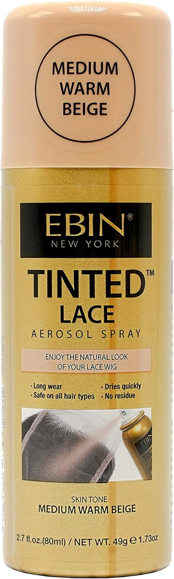 EBIN Tinted Lace Spray (80ml, Medium Warm Beige)