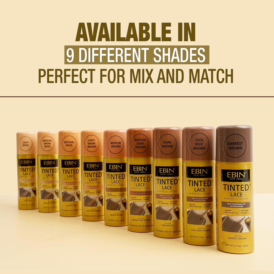 EBIN Tinted Lace Spray (80ml, Medium Warm Beige)