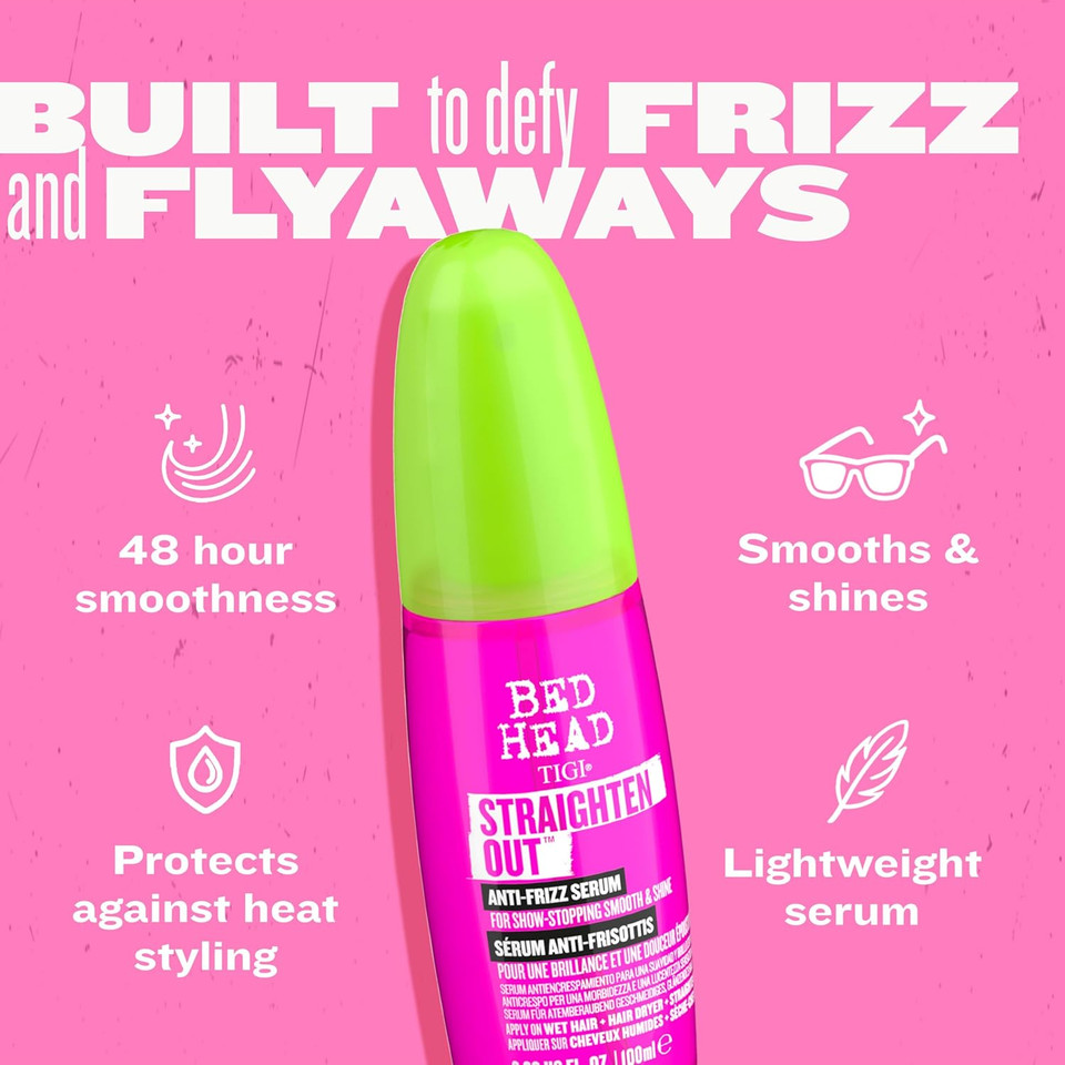 Bed Head by TIGI - Straighten Out Anti Frizz Hair Serum - For Smooth Shiny Hair - 100 ml (Pack of 2) Bed Head by TIGI - Straighten Out Anti Frizz Hair Serum - For Smooth Shiny Hair - 100 ml (Pack of 2)