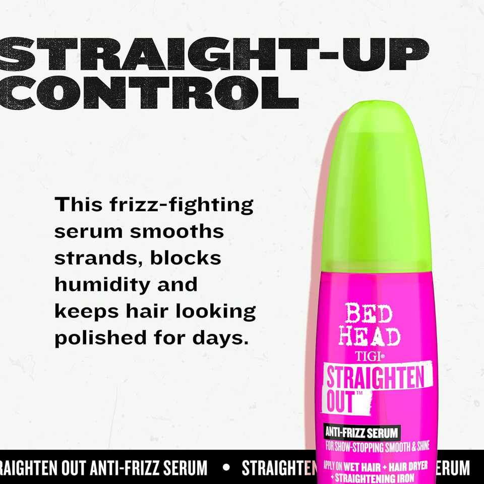 Bed Head by TIGI - Straighten Out Anti Frizz Hair Serum - For Smooth Shiny Hair - 100 ml (Pack of 2) Bed Head by TIGI - Straighten Out Anti Frizz Hair Serum - For Smooth Shiny Hair - 100 ml (Pack of 2)