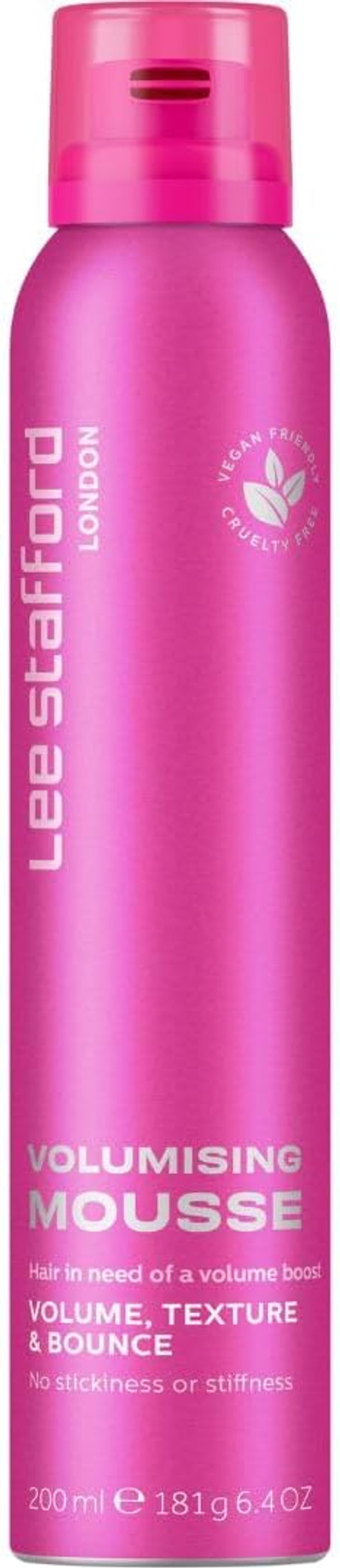 Lee Stafford Volumising Hair Mousse | Styling - Add Volume & Texture to Fine Frizzy Hair, Flexible Body Boosting Foam with Strong Hold, Great for Curly Hair, Mega Root Lift, 200 ml