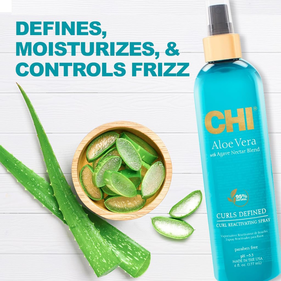CHI Aloe Vera Curl Reactivating Hair Spray, 177 ml White