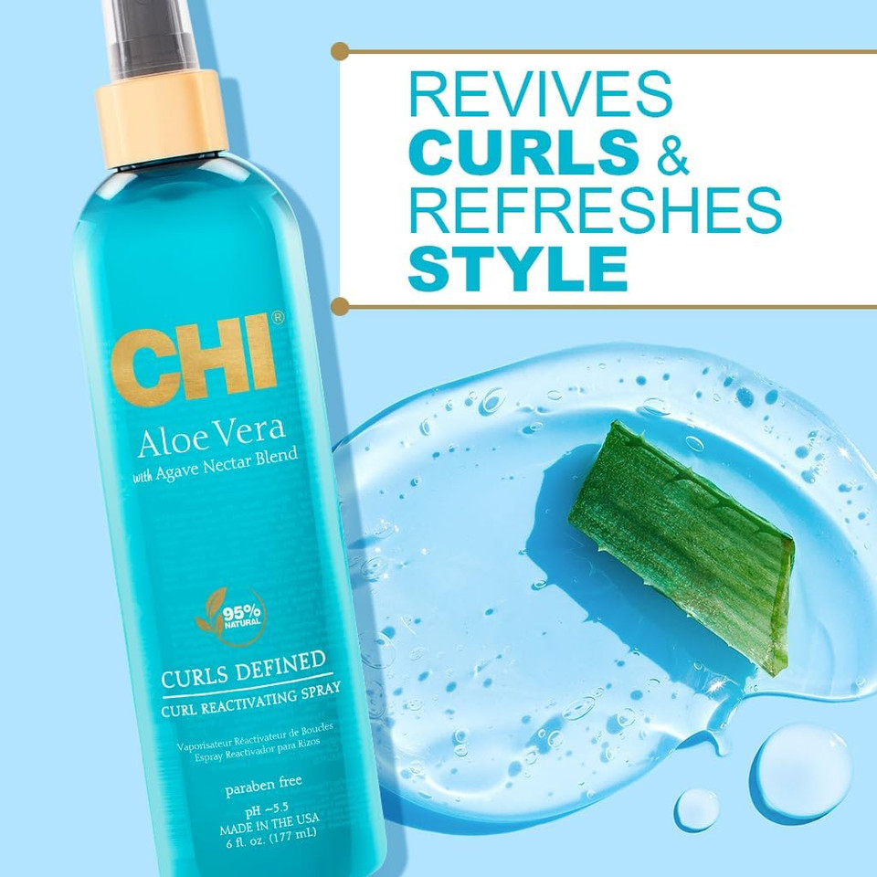 CHI Aloe Vera Curl Reactivating Hair Spray, 177 ml White