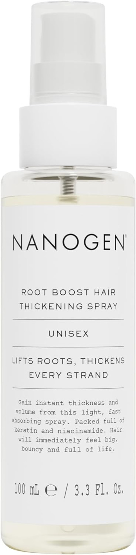 Nanogen Root Boost Hair Thickening Spray 100ml - Light and nourishing to give instant life to your hair Nanogen Root Boost Hair Thickening Spray 100ml - Light and nourishing to give instant life to your hair