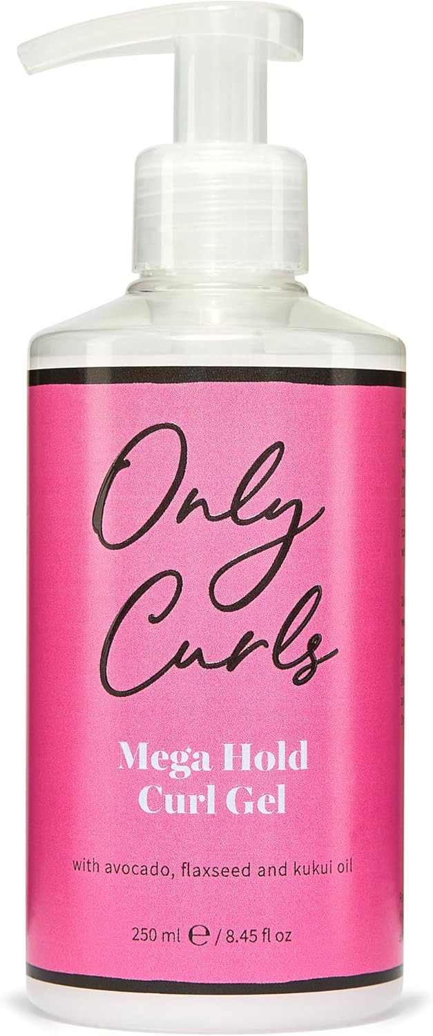 Only Curls Mega Hold Curl Gel, 250ml, Curly Hair Product, Curl Definer & Frizz-Control, Long Lasting Styling Gel, Strong Hold, Defined, Frizz-Free Curls Without Stickiness, For All Curly Hair Types