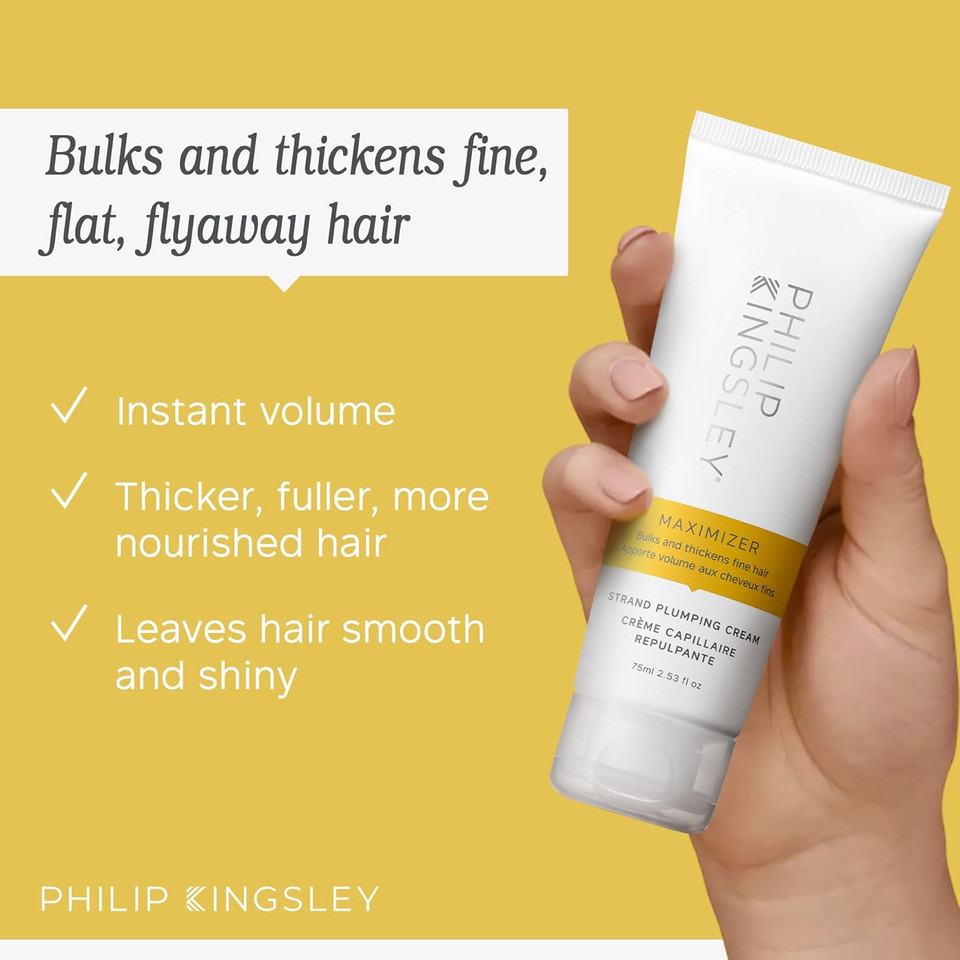 Philip Kingsley | Maximizer Strand Plumping Cream | Volume for Hair Smoothing | Volumizing for Fine Flat | Thin, Limp, Flyaway Hair Volumizer, Adds Body and Shine | 75ml