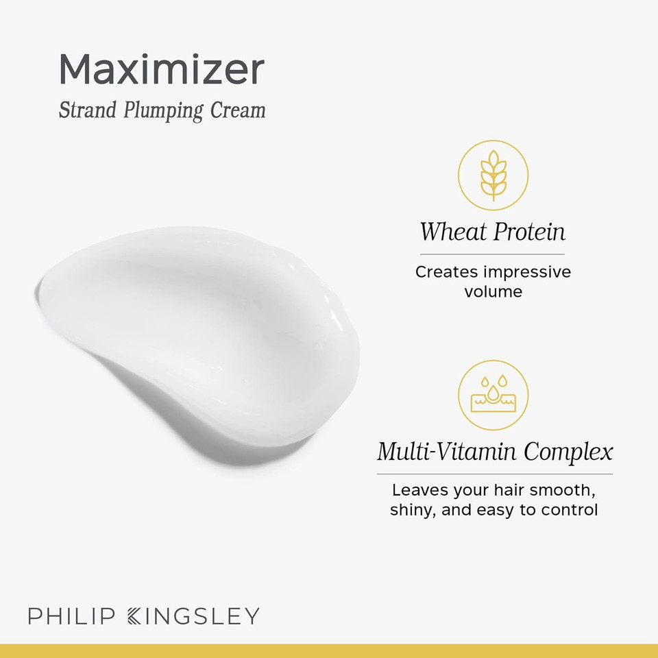 Philip Kingsley | Maximizer Strand Plumping Cream | Volume for Hair Smoothing | Volumizing for Fine Flat | Thin, Limp, Flyaway Hair Volumizer, Adds Body and Shine | 75ml