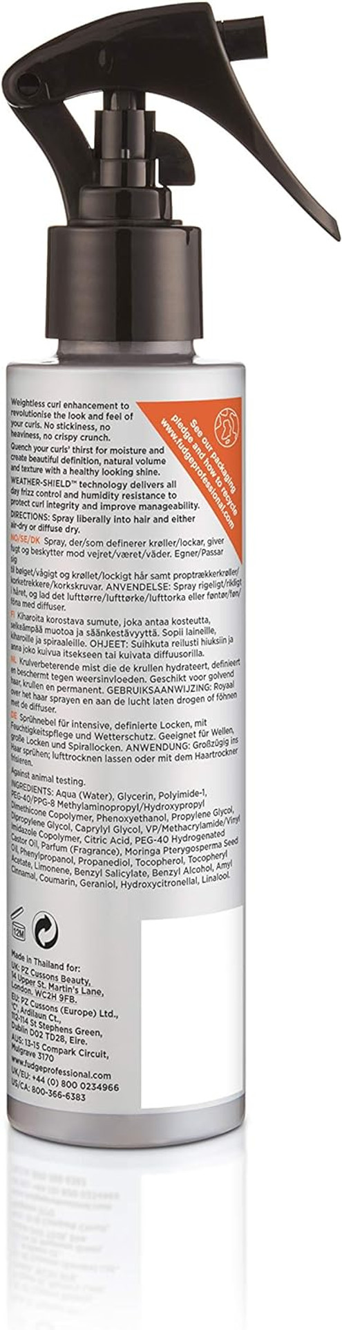 Fudge Professional Curl Revolution Mist, Curl Enhancing Styling Spray, No Stickiness, Hydrating, Natural Volume, Definition and Shine, 150 ml