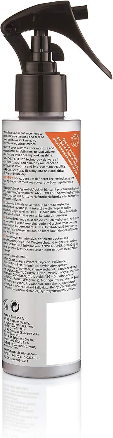 Fudge Professional Curl Revolution Mist, Curl Enhancing Styling Spray, No Stickiness, Hydrating, Natural Volume, Definition and Shine, 150 ml