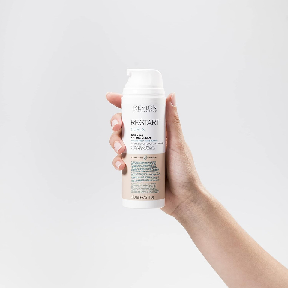 REVLON PROFESSIONAL Professional RE/START Curls Defining Caring Curl Cream & Leave in Conditioner (150ml) Frizz Control Heat Protection, Silicone Free, Unisex, White