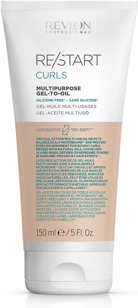 REVLON PROFESSIONAL Professional RE/START Curls Multipurpose Gel-To-Oil Hair Treatment (150ml) for Definition & Nourishment, Silicone Free, Unisex, Beige