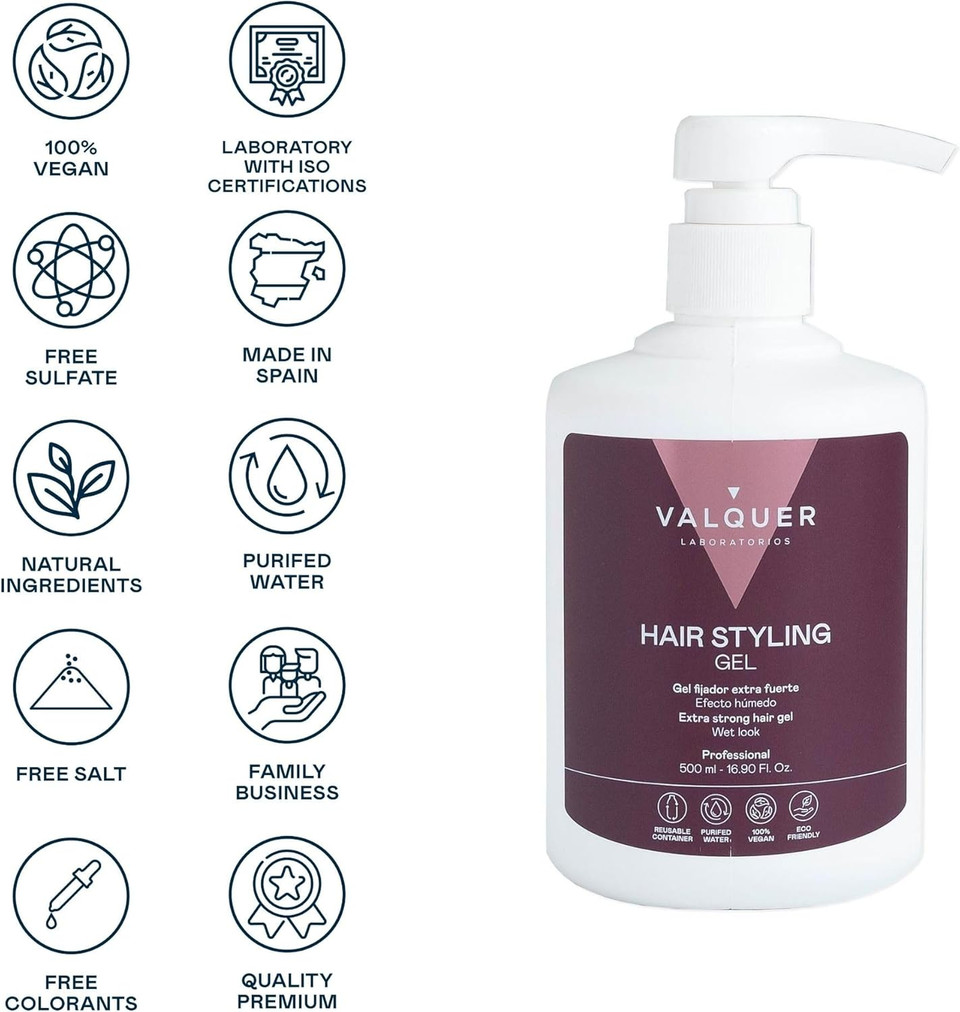 Valquer Laboratorios Hair Styling Gel, 500 ml - Extrafuerte