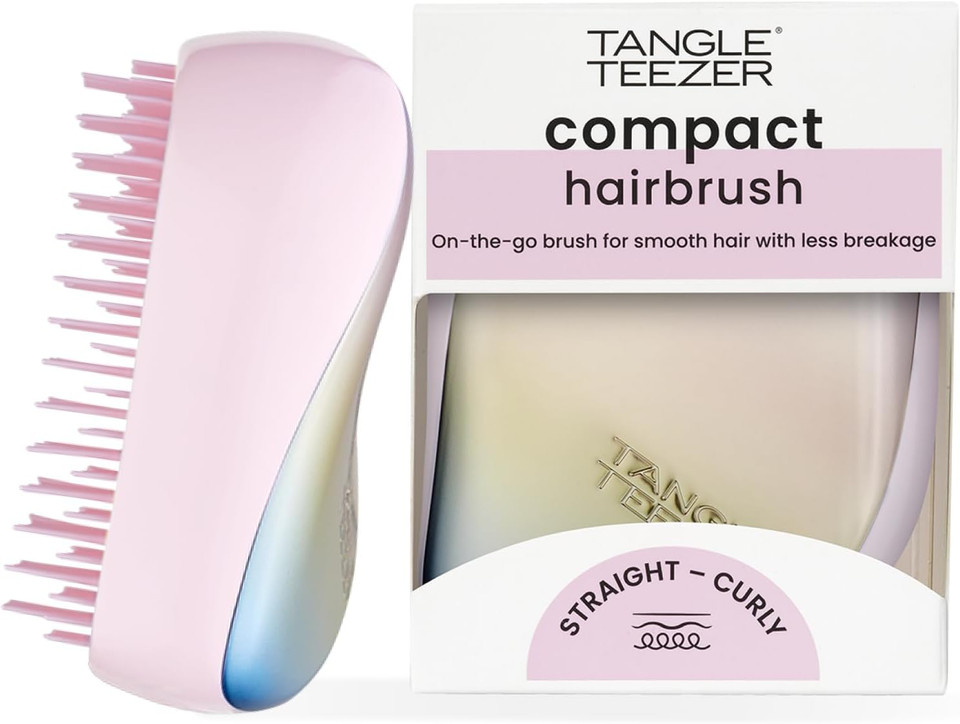 Tangle Teezer | The Compact Styler Detangling Hairbrush | Travel-Friendly with Protective Cover & Two-Tiered Teeth Design | Perfect for Wet, Dry & Flyaway Hair | Pearlescent Matte Chrome Tangle Teezer | The Compact Styler Detangling Hairbrush | Travel-Friendly with Protective Cover & Two-Tiered Teeth Design | Perfect for Wet, Dry & Flyaway Hair | Pearlescent Matte Chrome