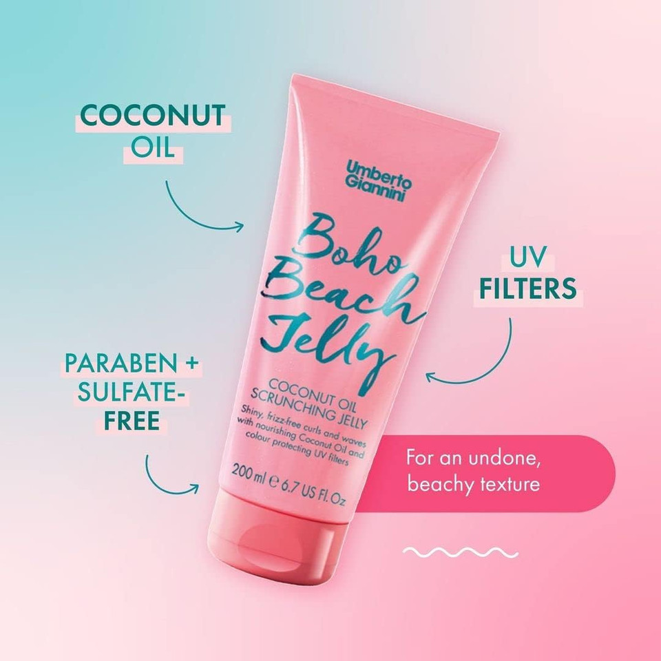 Umberto Giannini Boho Beach Jelly, Vegan & Cruelty Free Coconut Oil Scrunching Jelly, 200 ml