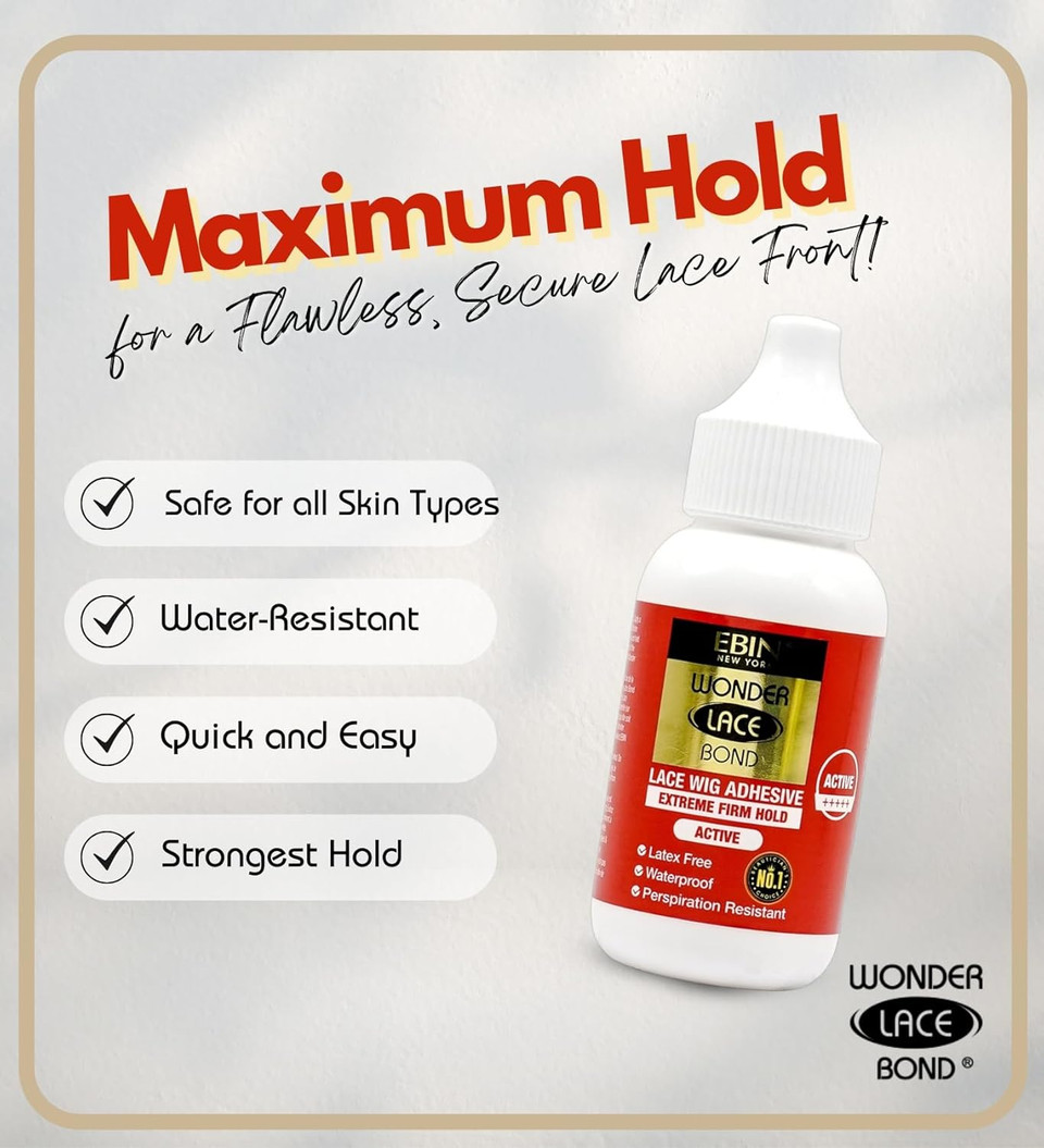 Wonder Lace Bond Wig Adhesive Supreme 34 ml | Invisible Wig Bonding Glue, Strong Hold,Toupee Systems, Lace Front Glue Latex Free and Waterproof