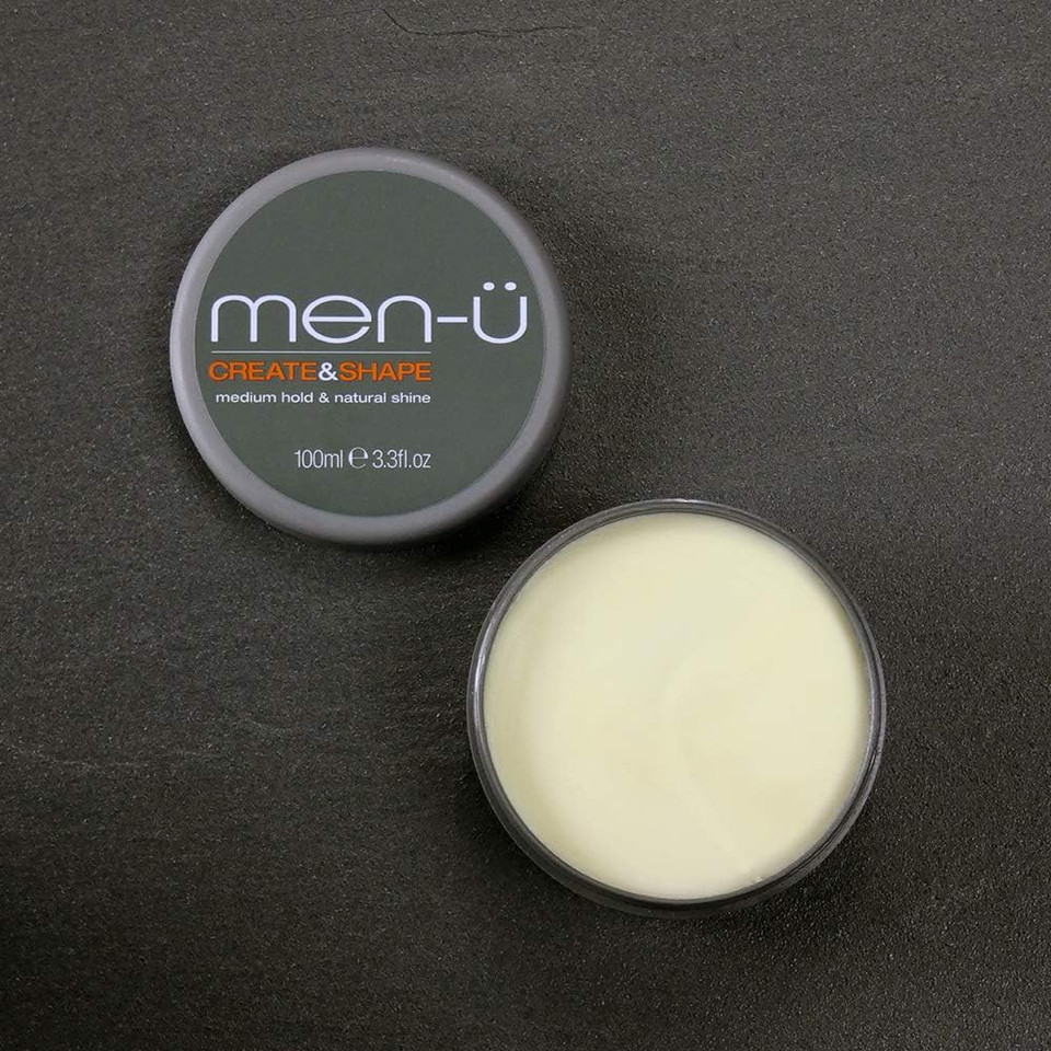 men-ü CREATE AND SHAPE 100ml  Adds texture and definition, smoothes and defrizzes. Hair putty with medium hold and medium shine. 100ml