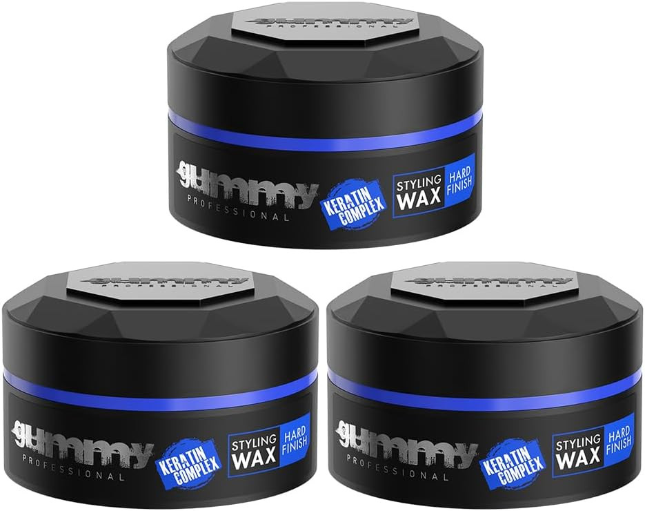 Gummy Professional Styling Wax Hard Finish 3 x 150 ml - Shiny Hair Wax for Men - Strong Hold, Flexible Style, Visible Shine, Easy Application