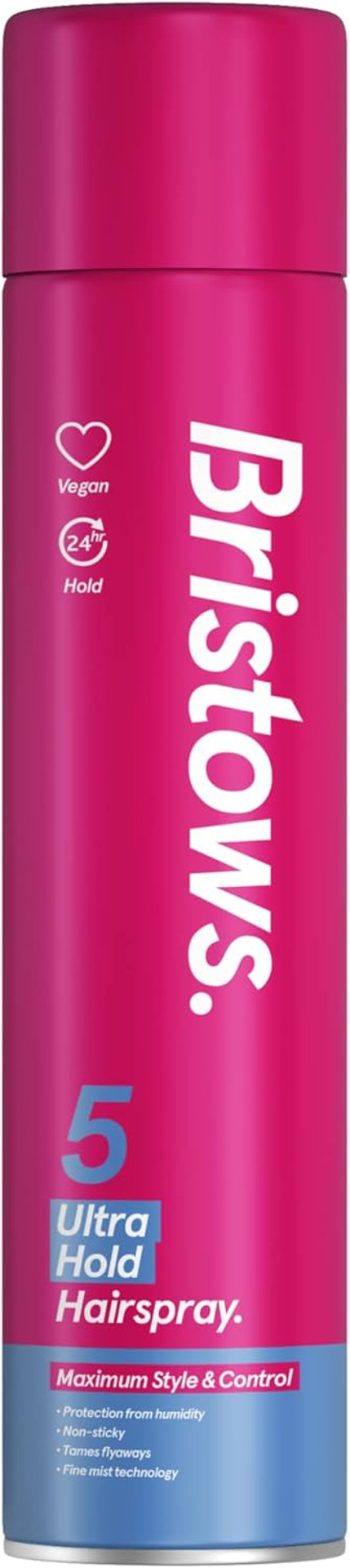 Bristow's Natural Hold Hairspray, pack of 6, up to 24 hours hold, tames flyaways, non-sticky, Vegan, protects against humidity, 400ml Bristow's Natural Hold Hairspray, pack of 6, up to 24 hours hold, tames flyaways, non-sticky, Vegan, protects against humidity, 400ml