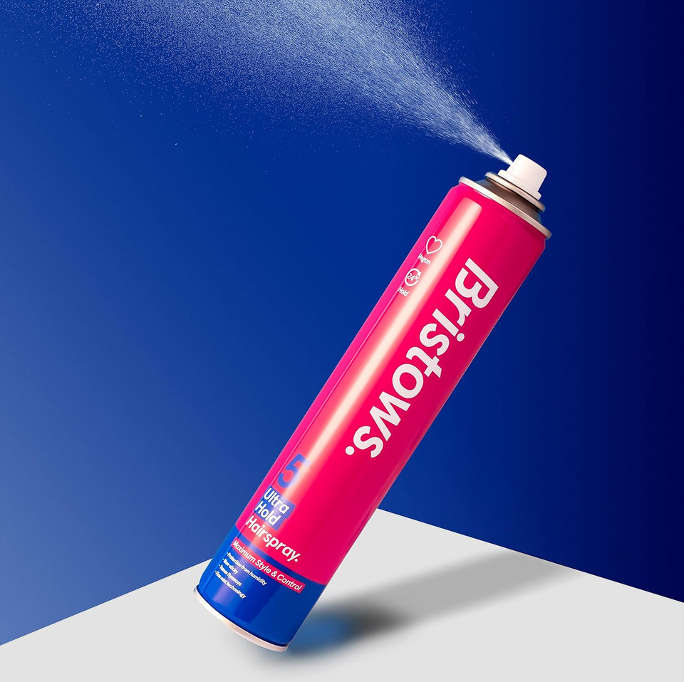 Bristow's Natural Hold Hairspray, pack of 6, up to 24 hours hold, tames flyaways, non-sticky, Vegan, protects against humidity, 400ml Bristow's Natural Hold Hairspray, pack of 6, up to 24 hours hold, tames flyaways, non-sticky, Vegan, protects against humidity, 400ml