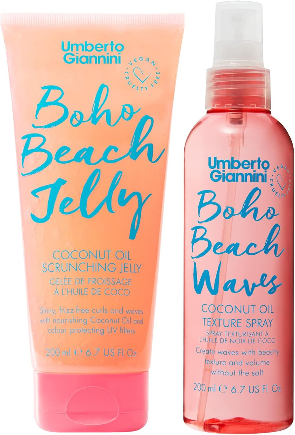 Umberto Giannini Boho Beach Jelly Scrunching Jelly, 200 ml & Beach Waves Boho Texture Spray 200ml Styling Duo