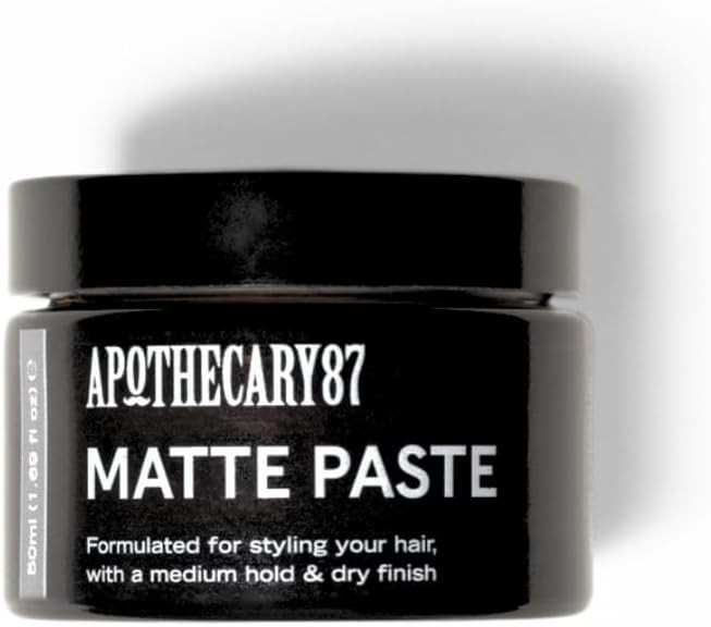 Apothecary 87 Matte Paste | Matte Finish, Medium Hold, Light Weight Hair Styling Paste | Creates Volume, Texture & Hold | All Hair Types | Premium Formulation | 50ml