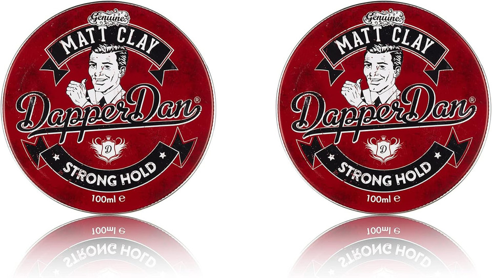 Dapper Dan Matt Clay, Strong Hold Matte Finish Soft Clay for Men, Easy Application, Smoked Saffron and Leather Fragrance 2 x 100 ml