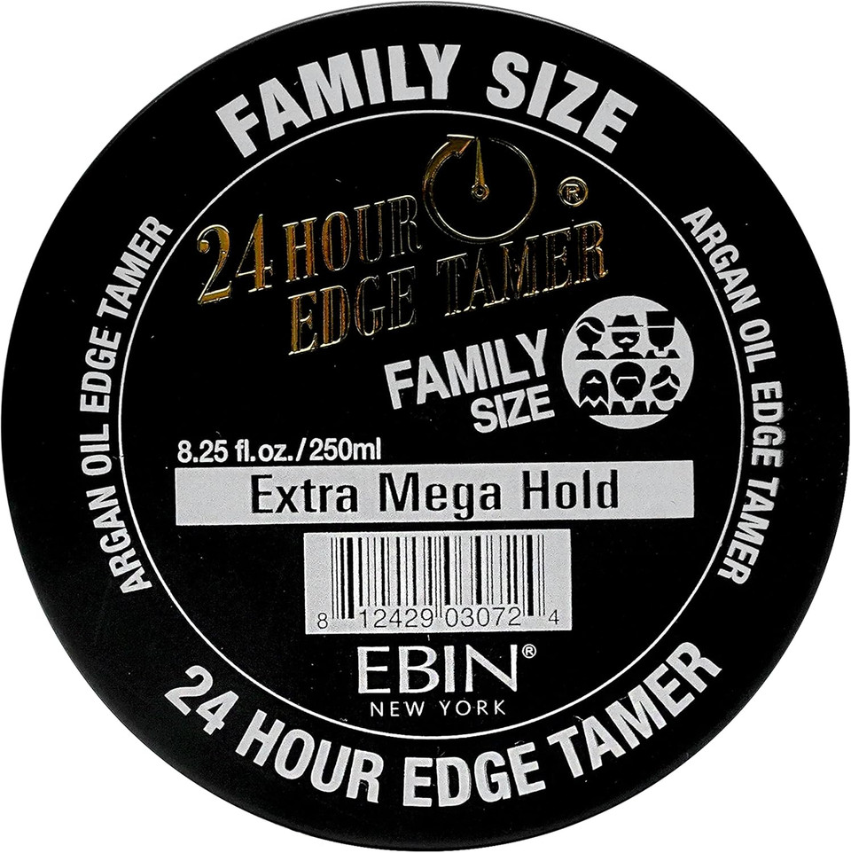 EBIN NEW YORK 24 Hour Edge Tamer, Extra Mega Hold, 8.25 Oz - No Flaking, No White Residue, Shine and Smooth texture with Argan Oil and Castor Oil