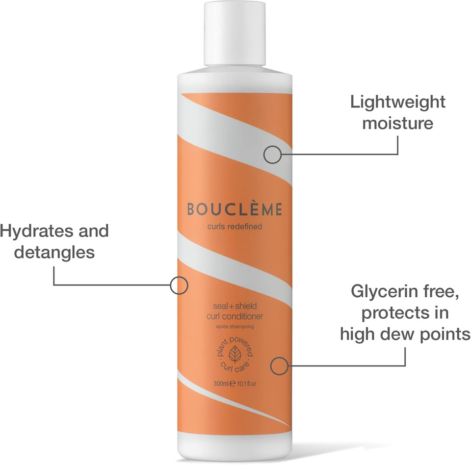 Bouclème Seal + Shield Curl Cream - Lightweight Curl Cream to Protect Against Humidity - 96.98% Naturally Derived Ingredients and Vegan - 300ml, White