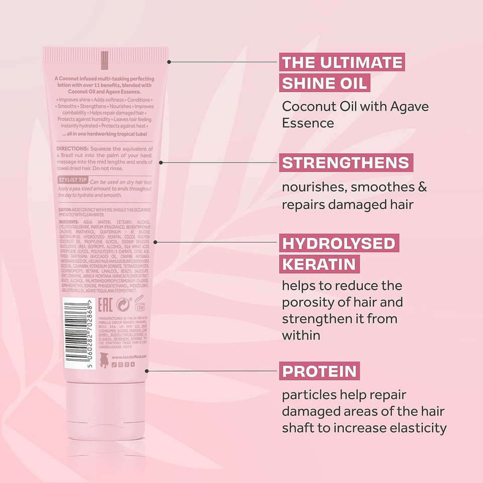 Lee Stafford Blow Dry Styling Cream | Coco Loco Collection - 11-in-1 Leave In Hair Lotion, Frizz Control, Heat Protectant, Curl Care Styler, Weightless Sleek Feel for a Perfect Blow out, 100 ml