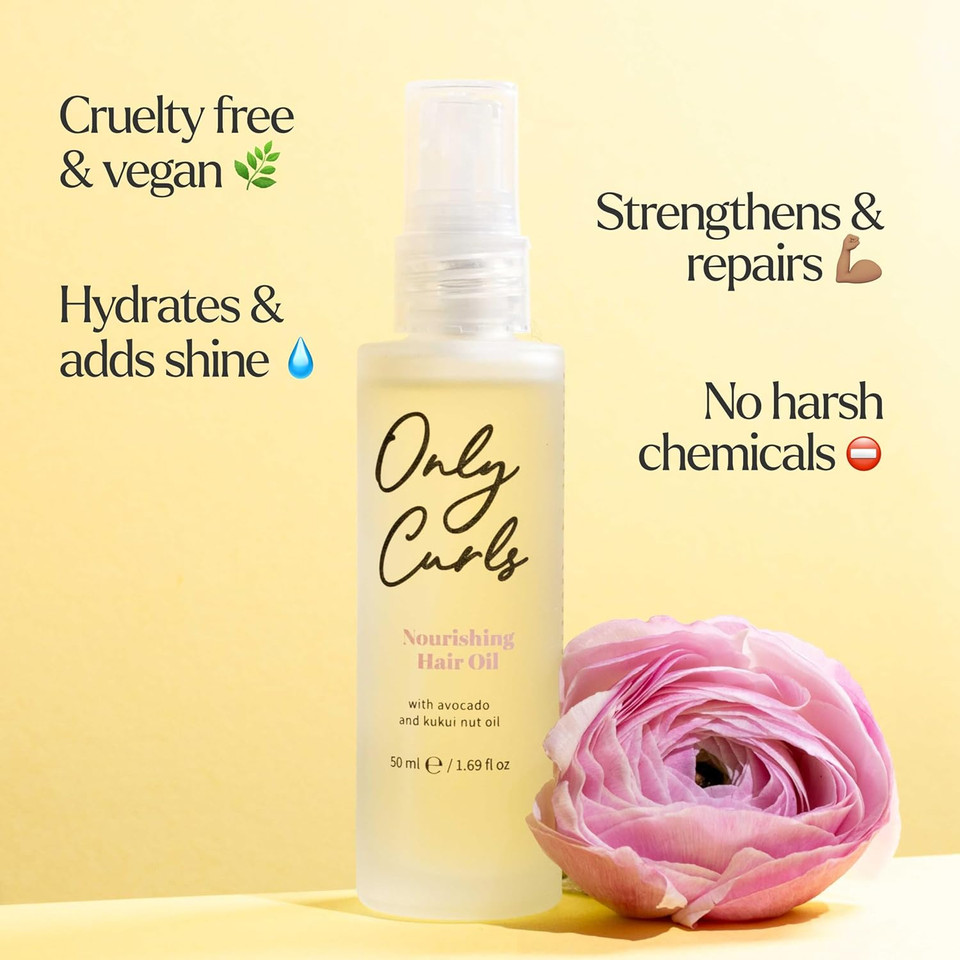 Only Curls Nourishing Hair Oil 50ml  Lightweight, Frizz-Control Oil for Hydrated, Shiny, and Healthy Curls  Vegan & Cruelty-Free