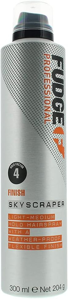 Fudge Professional Skyscraper Hairspray, Light to Medium Hold for Women, All Day Hold, Weather Proof, Controls Frizz and Flyaways, 300 ml