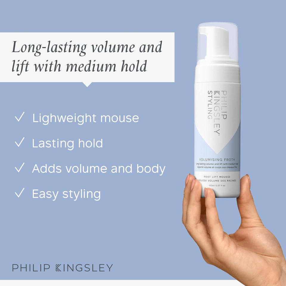 Philip Kingsley | Volumising Froth Styling Mousse | Root Lifting Moose | Long-Lasting Volume and Lift with Medium Hold | 150ml