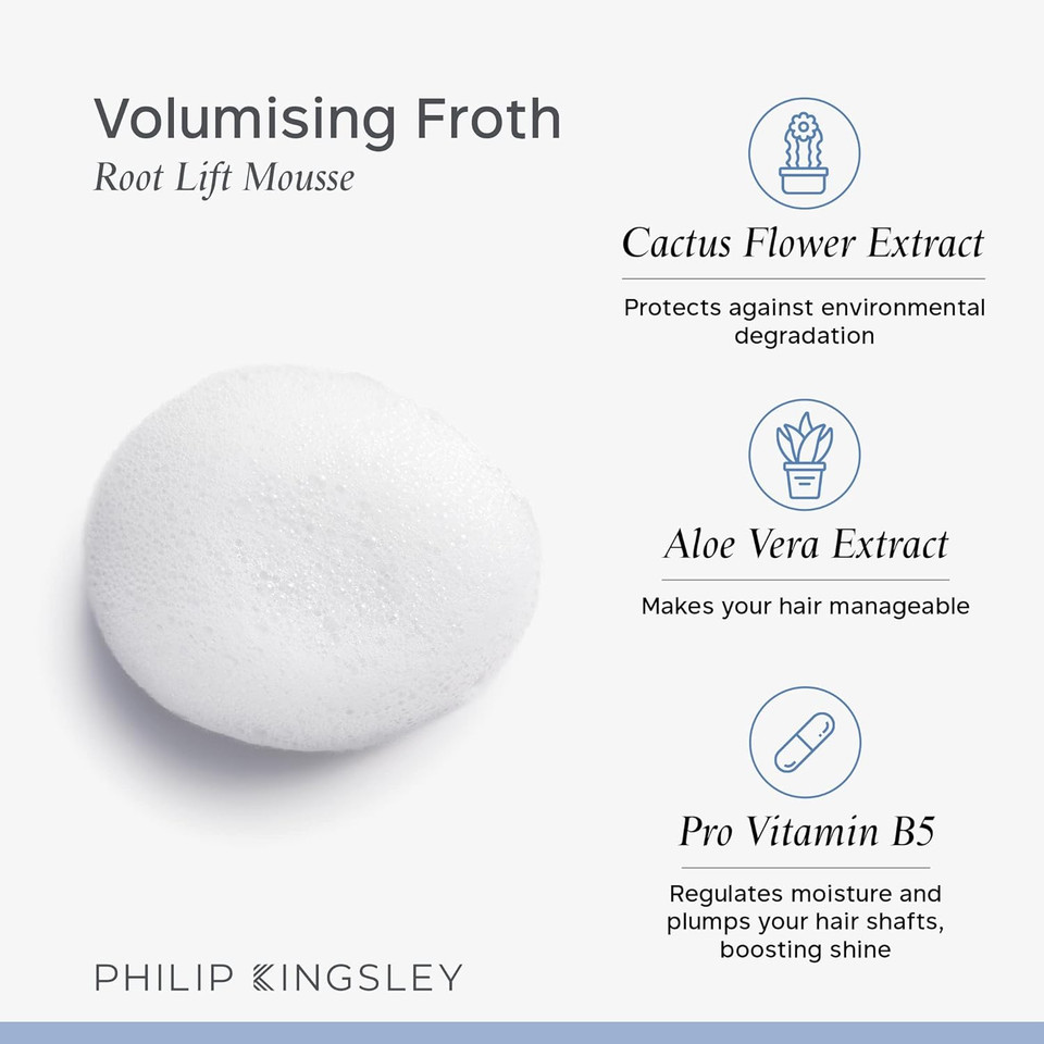 Philip Kingsley | Volumising Froth Styling Mousse | Root Lifting Moose | Long-Lasting Volume and Lift with Medium Hold | 150ml