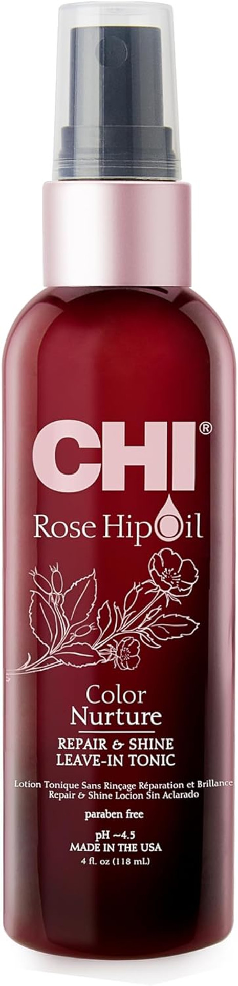 CHI Rosehip Oil, Color Nurture, Repair & Shine Leave-In Hair Tonic, 118 ml