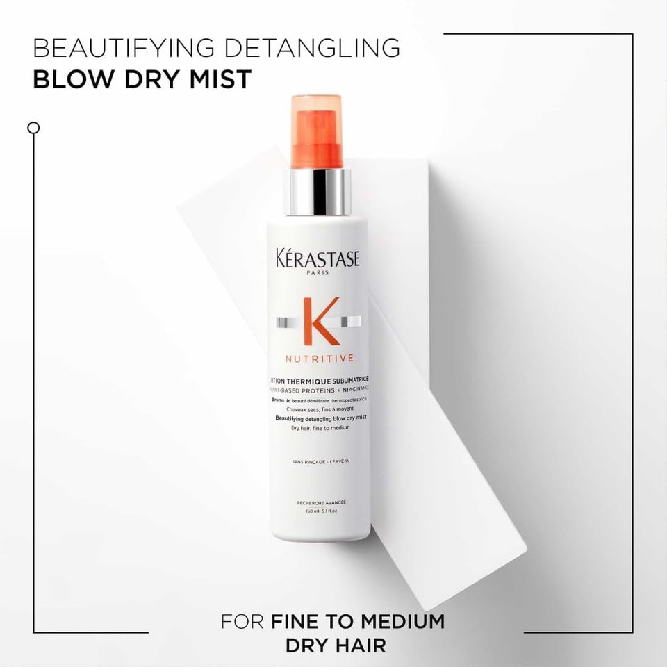 Kérastase Nutritive, Beautifying Detangling Blow-Dry Mist for Fine to Medium Dry Hair, Heat Protectant, Lotion Thermique Sublimatrice, 150 ml Kérastase Nutritive, Beautifying Detangling Blow-Dry Mist for Fine to Medium Dry Hair, Heat Protectant, Lotion Thermique Sublimatrice, 150 ml