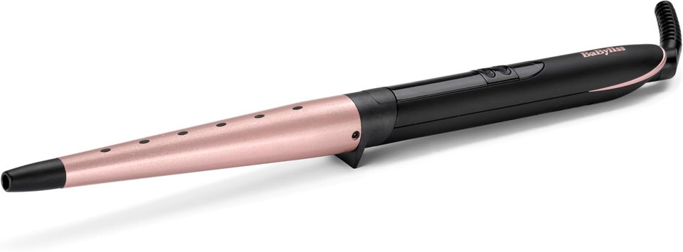 BaByliss Rose-Quartz 25mm Curling Tong - Hair Curler for Natural Waves and Curls, Ceramic, 6 Heat Settings 160°C to 210°C, Pink & Black, C451U