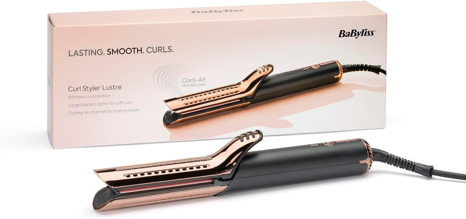 BaByliss Curl Styler Lustre Hair Curler, Ceramic Titanium 38mm Curling Tongs for Long and Short Hair Styling BaByliss Curl Styler Lustre Hair Curler, Ceramic Titanium 38mm Curling Tongs for Long and Short Hair Styling