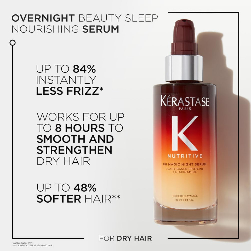 Kérastase Nutritive Nourishing Hair Serum with Niacinamide, Overnight Leave-In Treatment for Dry Hair, Lightweight and Non-Greasy, 8H Magic Night Serum