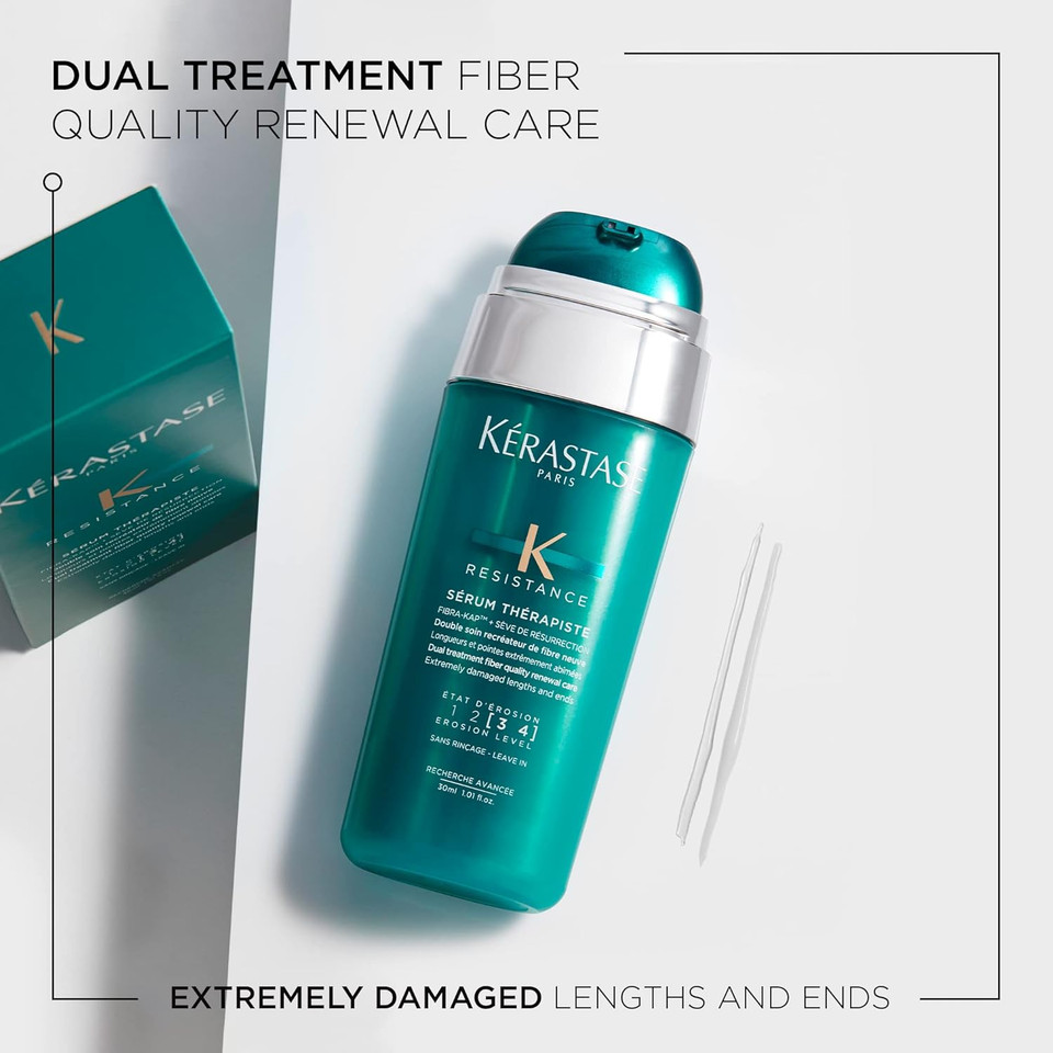 Kérastase Resistance, Strengthening & Healing Serum with Heat Protection, For Over-stressed & Very Damaged Hair, With Fibra-Kap, Sérum Thérapiste, 2x15ml Kérastase Resistance, Strengthening & Healing Serum with Heat Protection, For Over-stressed & Very Damaged Hair, With Fibra-Kap, Sérum Thérapiste, 2x15ml
