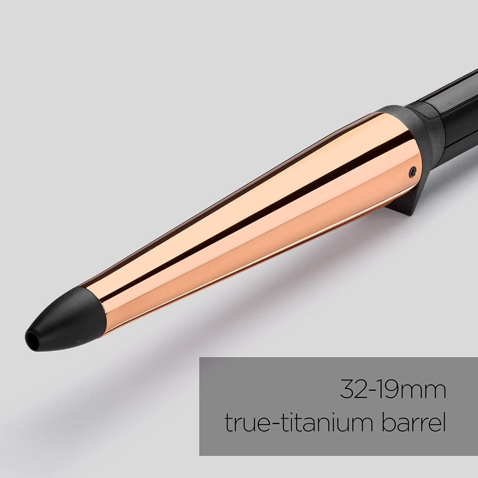 BaByliss Titanium Brilliance Large 32-19mm Conical Curling Wand, Black