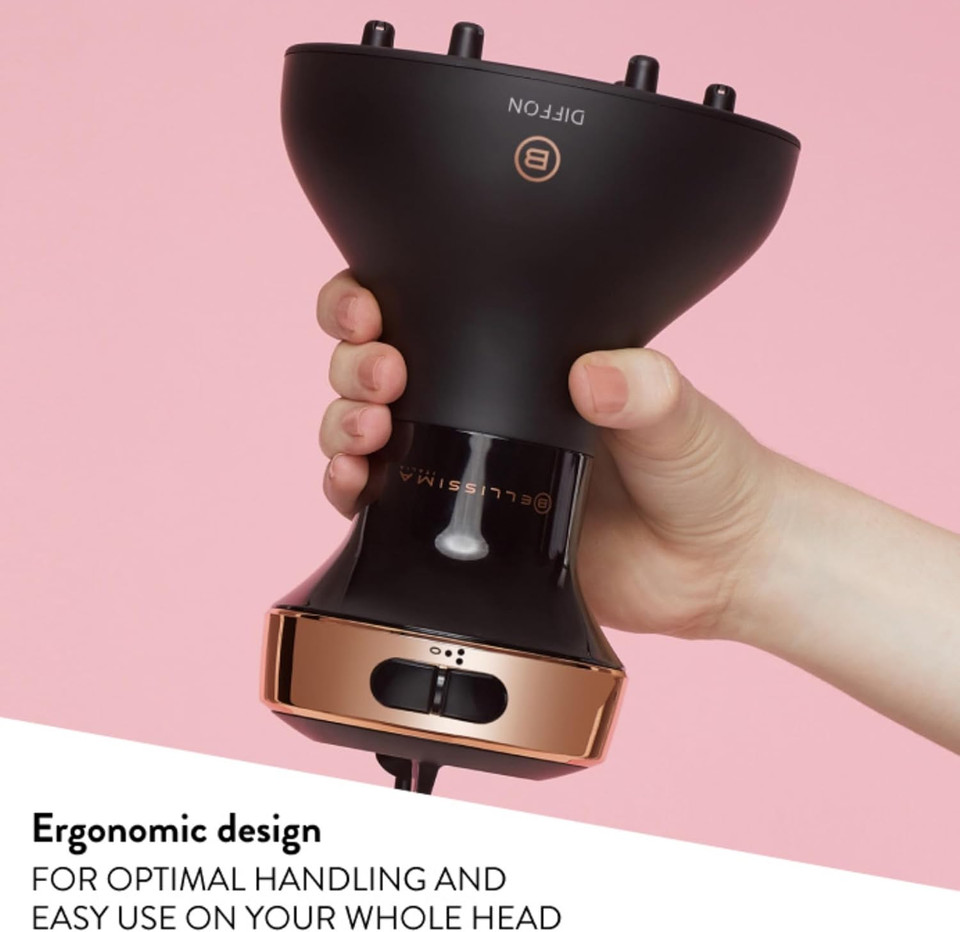 Bellissima Diffon - Diffuser Hairdryer for Curly Hair, Ceramic, Argon Oil Technology, No Accessories Needed, Gentle Heat Technology for Frizz-Free Curls, 700 Watts Bellissima Diffon - Diffuser Hairdryer for Curly Hair, Ceramic, Argon Oil Technology, No Accessories Needed, Gentle Heat Technology for Frizz-Free Curls, 700 Watts