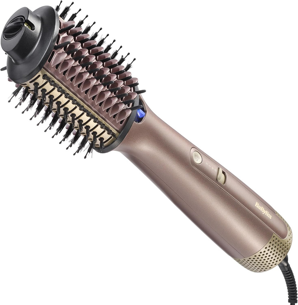 BaByliss Air Power Volume - 2-in-1 Hair Dryer and Styler, Wet and Dry Modes, Smoothing Blow Dryer Brush with 3 Temperature Settings, Ionic & Ceramic, Gold, AS95U