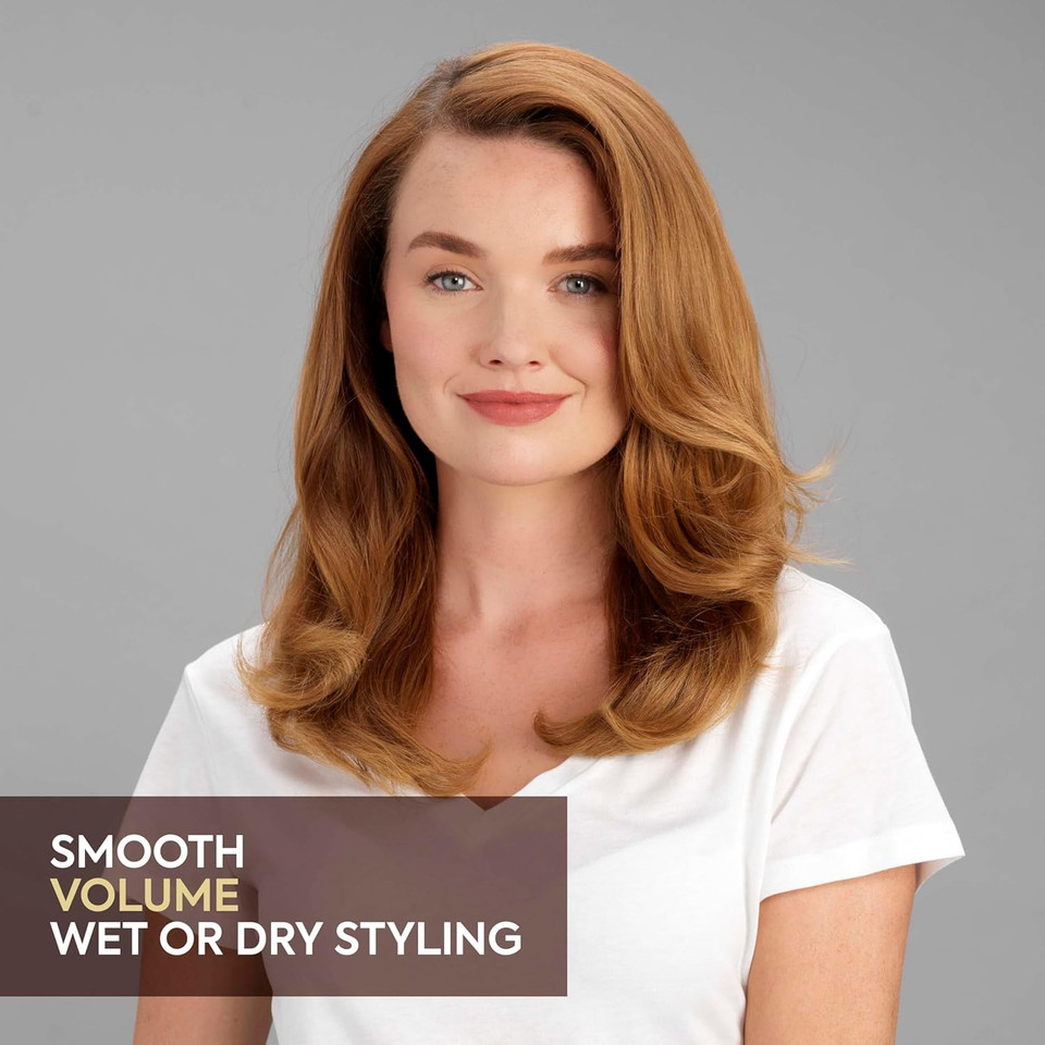 BaByliss Air Power Volume - 2-in-1 Hair Dryer and Styler, Wet and Dry Modes, Smoothing Blow Dryer Brush with 3 Temperature Settings, Ionic & Ceramic, Gold, AS95U