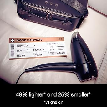 ghd Flight+ Travel Hair Dryer - Compact, Lightweight, Dual Voltage, Powerful Drying with Luxurious Travel Case