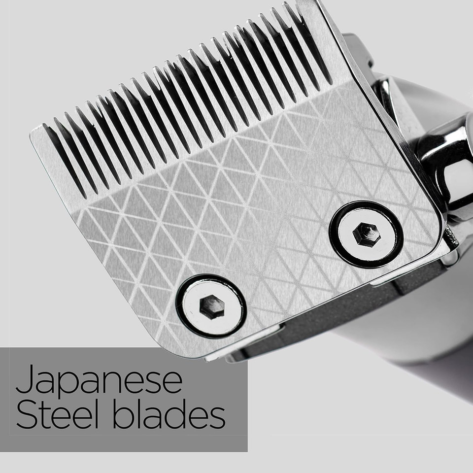 BaByliss Super-X Metal Series, Cordless Hair Clipper - Japanese Steel Blades, 10 Comb Attachments, 2 Tapered Guides, Lithium Battery, Digital Display, Metal Body, Black, 7700U