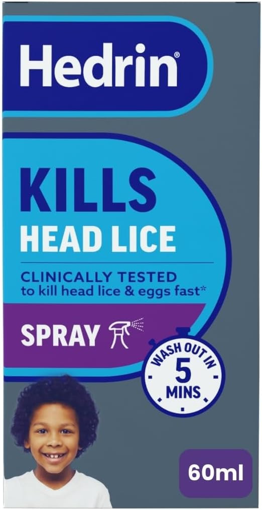 Hedrin Once Spray Gel, Fast, No Fuss Lice & Nit Treatment, Kills Head Lice & Eggs in 5 Minutes, Clinically Tested, Suitable for Adults & Children, 60ml, 2 x 30ml treatments