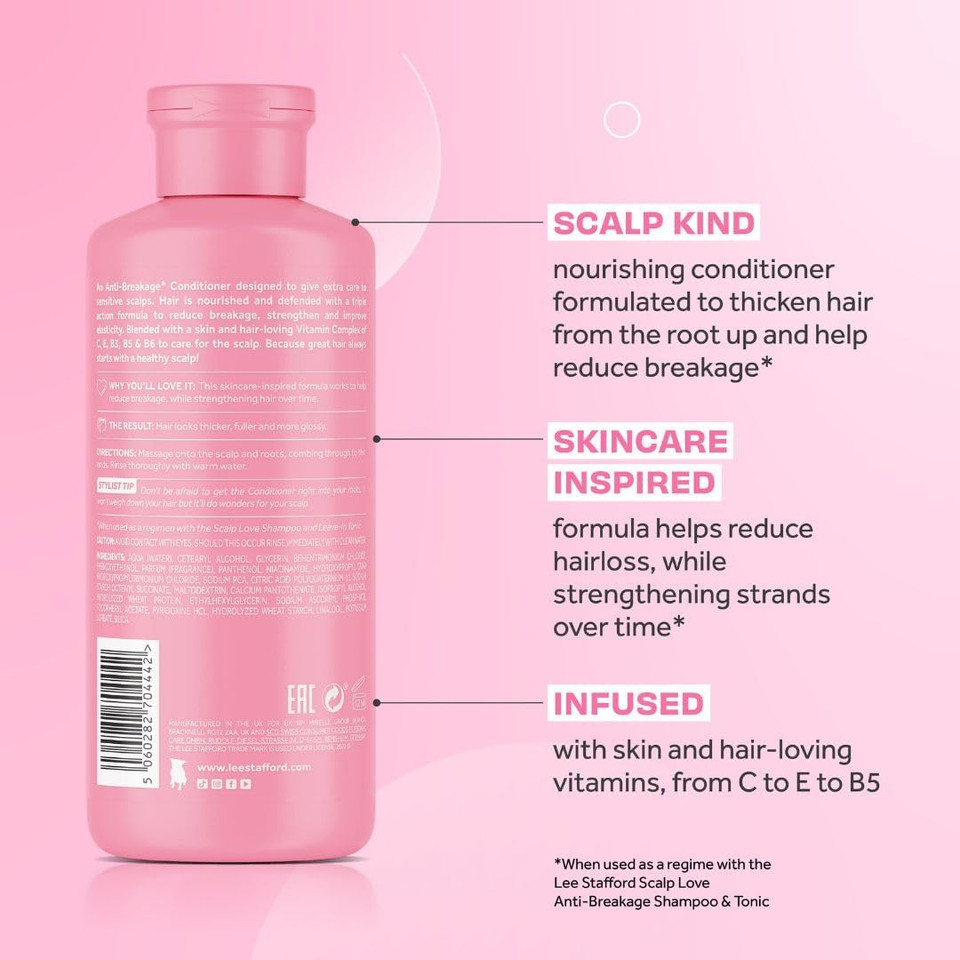 Lee Stafford Sensitive Scalp Conditioner | Scalp Love - Anti-Breakage Thickening Conditioning Treatment, Promotes Hair Growth & Strengthening, Sooths Dry, Itchy Skin, Fuller Hair, 250 ml