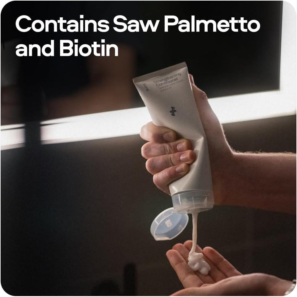 Sons Strengthening Conditioner. DHT Blocking and Anti-Dandruff Formula With Saw Palmetto, Argan Oil, & Biotin. Sulphate & Paraben Free. Itchy Scalp Treatment. 1 Month Supply. Made in Europe