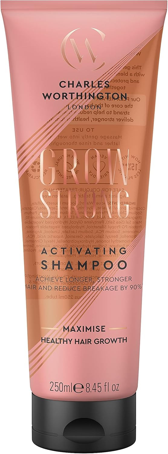 Charles Worthington Grow Strong Activating Shampoo, Hair Growth Shampoo for Fine Hair, Hair Repair Products for Women and Men, Salon Hair Repair, 250 ml