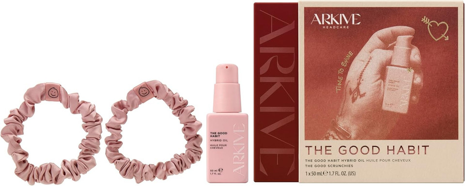 Arkive The Good Habit Hybrid Oil Gift Set - 50ml - The Good Habit Hybrid Oil & Scrunchie | Vegan Hair Growth Oil for Scalp Moisture and Hair Shine | Natural Hair Oils for Hair Growth & Damaged Hair